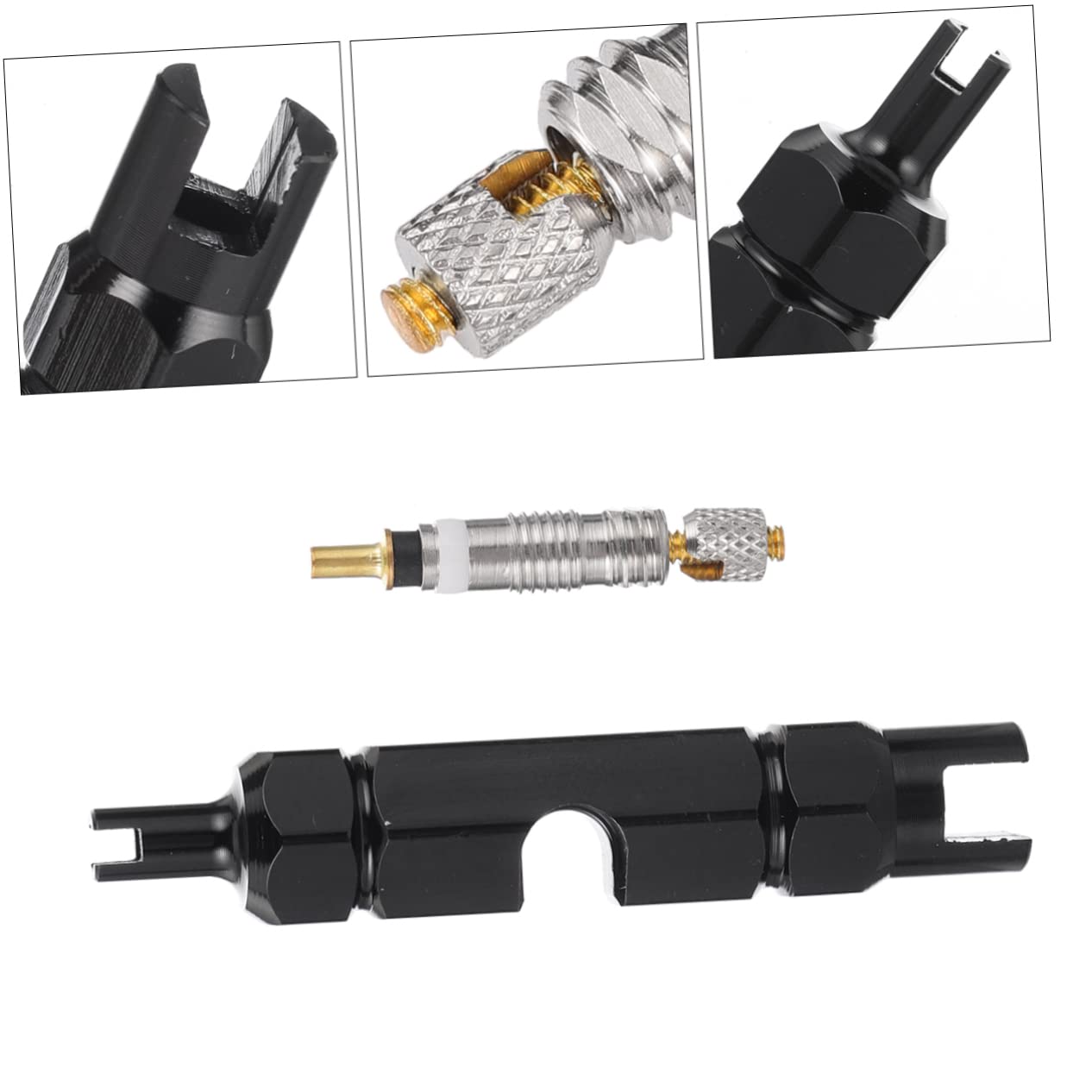 BRIGHTFUFU Core Remover Tool Kit Black Valve Stem Tool for Bicycle and Automotive Tire Maintenance Includes Cores for Easy Replacement and Leak Prevention