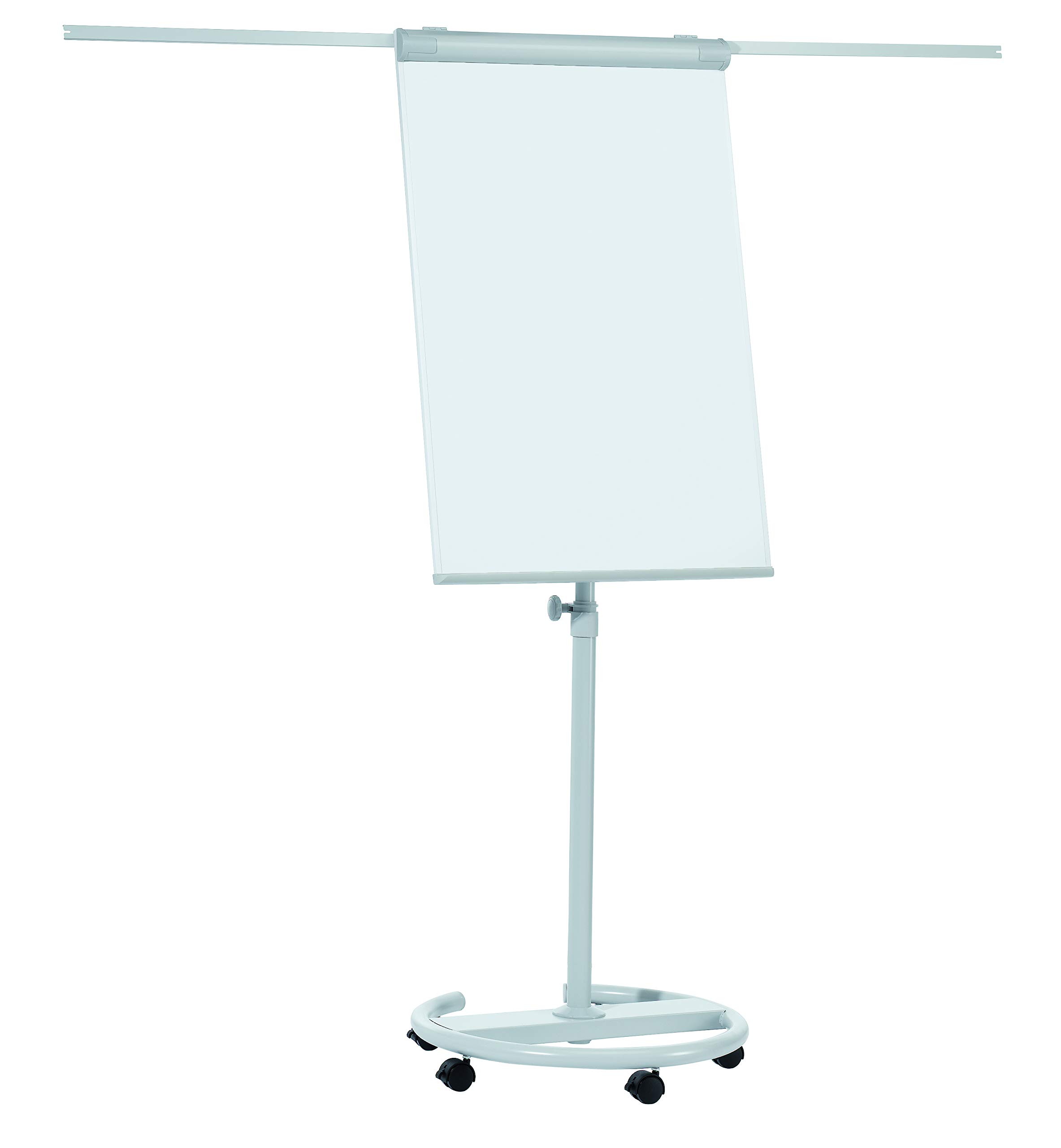 FRANKEN Flipchart, Beschreibbar, Magnetisch, Mobil, Mit Rollen und 2 Seitenarmen, Whiteboard mit Ständer, Papierhalterung und Stifteablage, 68 x 105 cm, ECO Mobil, F2400/N