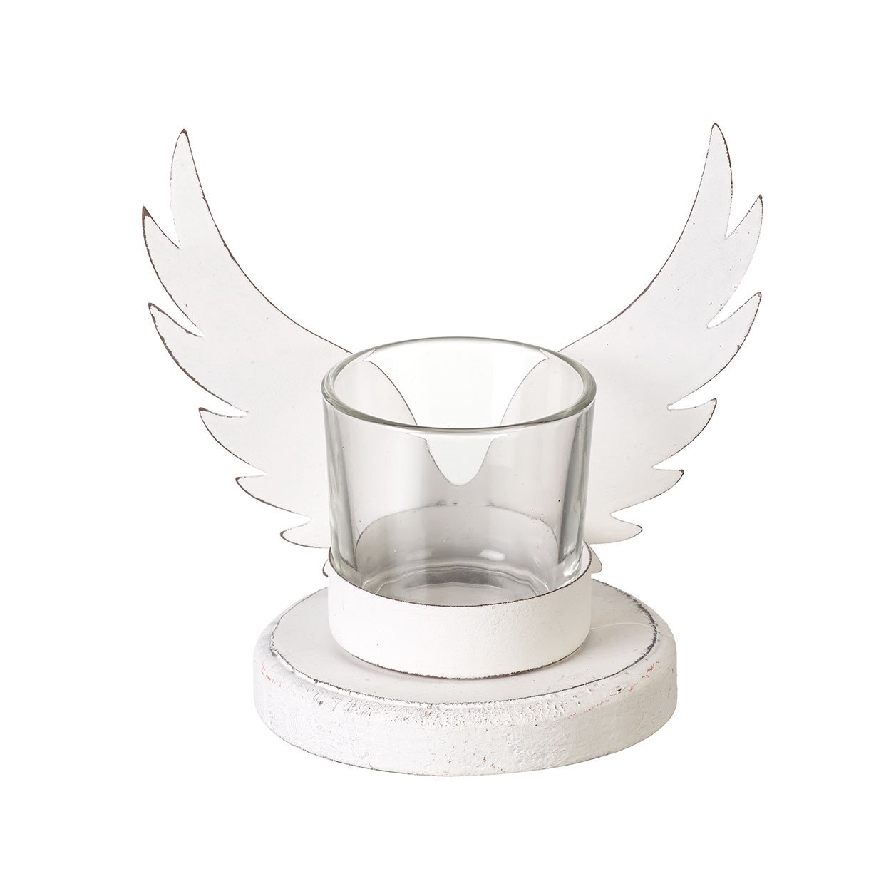 Heaven Sends White Metal Angel Wing Christmas Nite Lite/Candle Holder (12cm)
