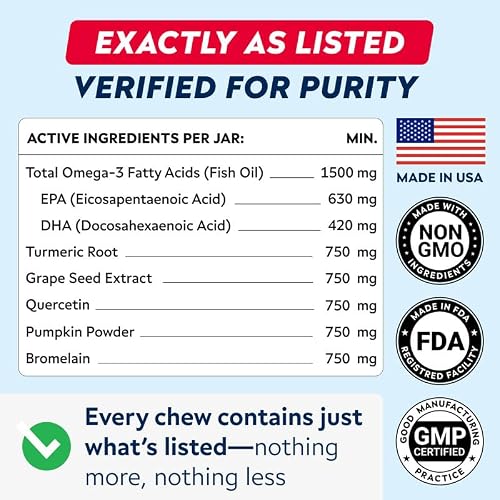 STRELLALAB Dog Allergy Relief & Anti Itch Support Chews w/Omega 3: Real Ingredients, Real Taste! Skin & Coat Immune w/Fish Oil, Pumpkin & Enzymes — Developed by Experts - Made in USA - 60Ct - Thumbnail 5