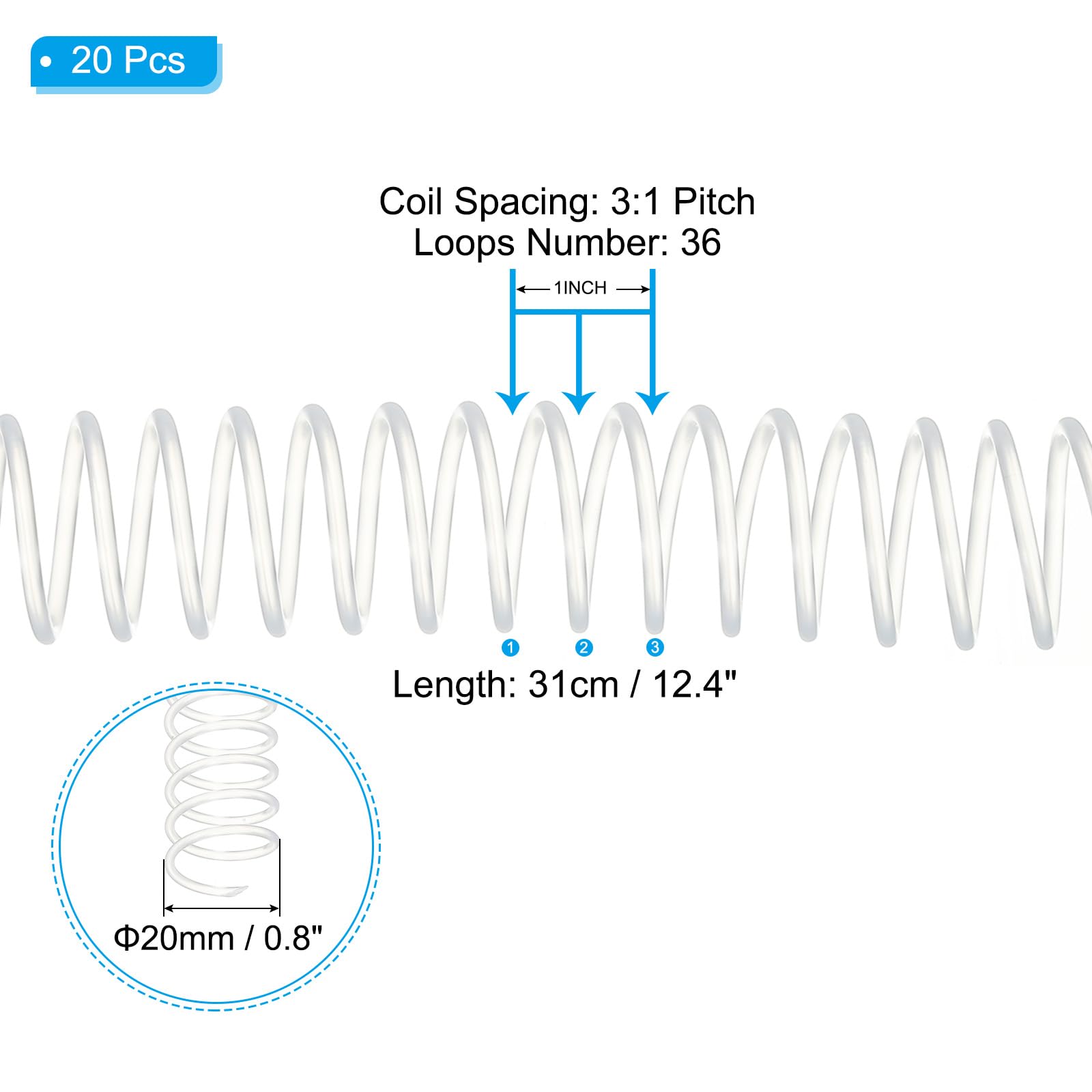 PATIKIL 20mm(3/4") Plastic Spiral Binding Coils - Image 2