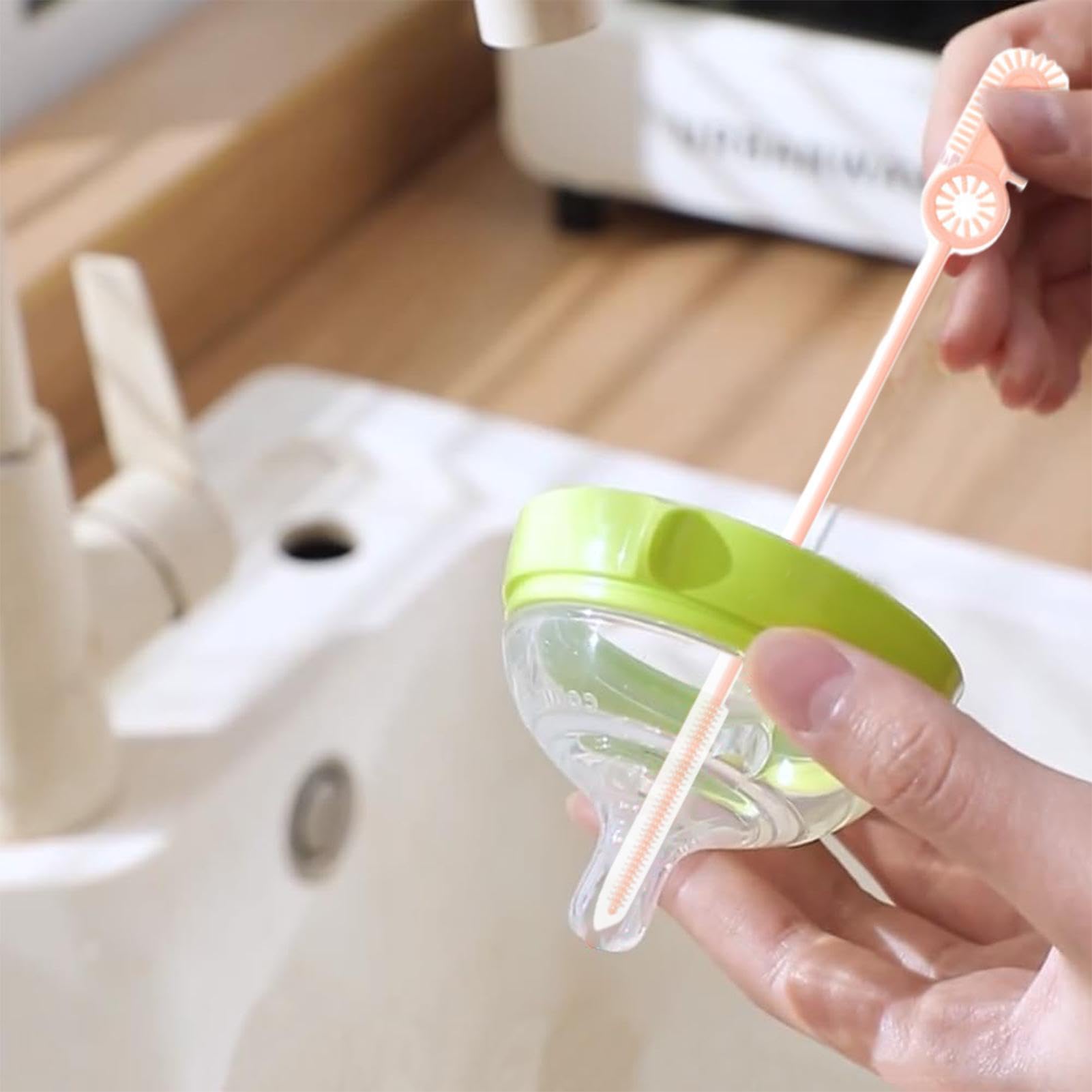 Spazzola lunga per la pulizia della cannuccia, 2 pezzi, kit di pulizia per bottiglie d'acqua, tubo flessibile in nylon con setole di nylon con di design a manico esteso, bacchetta da cucina