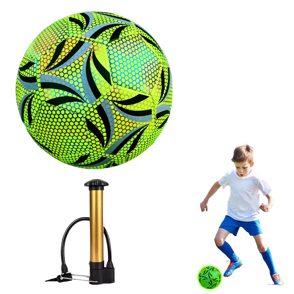 Größe 5 Fußball Leuchten im Dunkeln,Komplettset mit Pumpe,Leuchtender Fußball für Nachtspiele,Kinder,Erwachsene