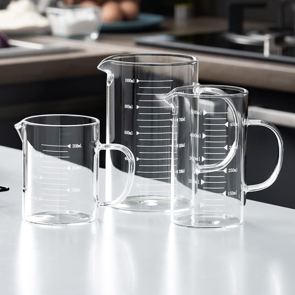 Glass Measuring Cup With Scale Milk Cup High Temperature Resistant Household Kitchen Baking Beaten Egg Cup Measuring Water Cup (Size : 500ML)