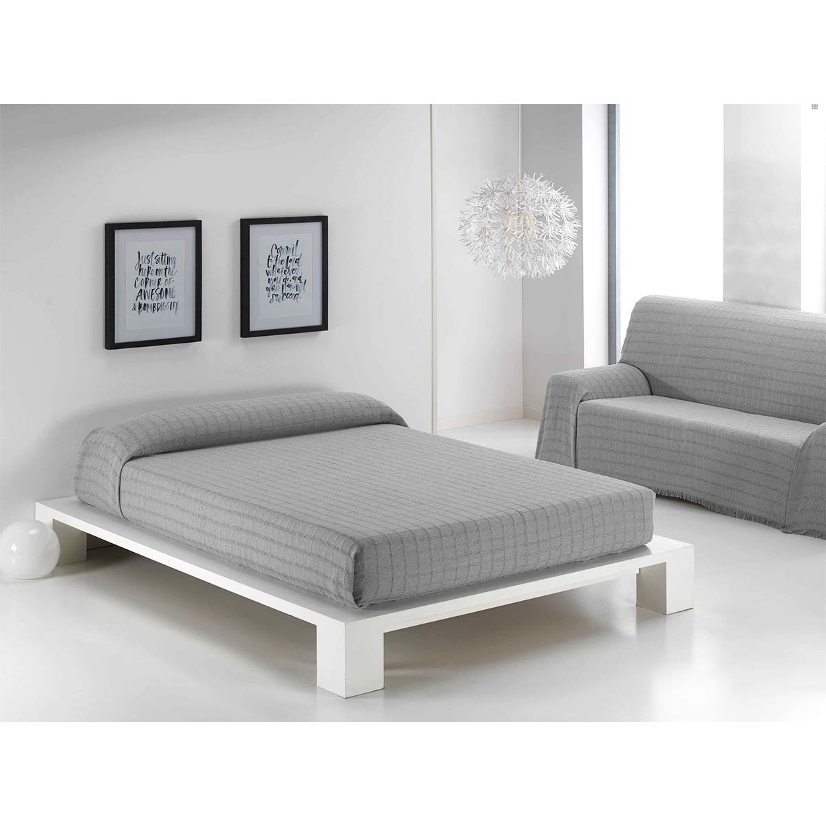 Couvre-Lit Noir en Polyester 200 x 220 cm Incroyablement Doux et