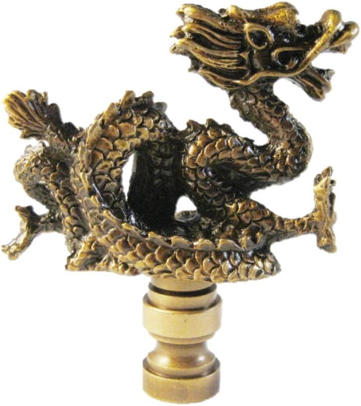 Lamp Finial-Dragon/Serpent-Aged Brass Finish, Highly Detailed Metal Casting