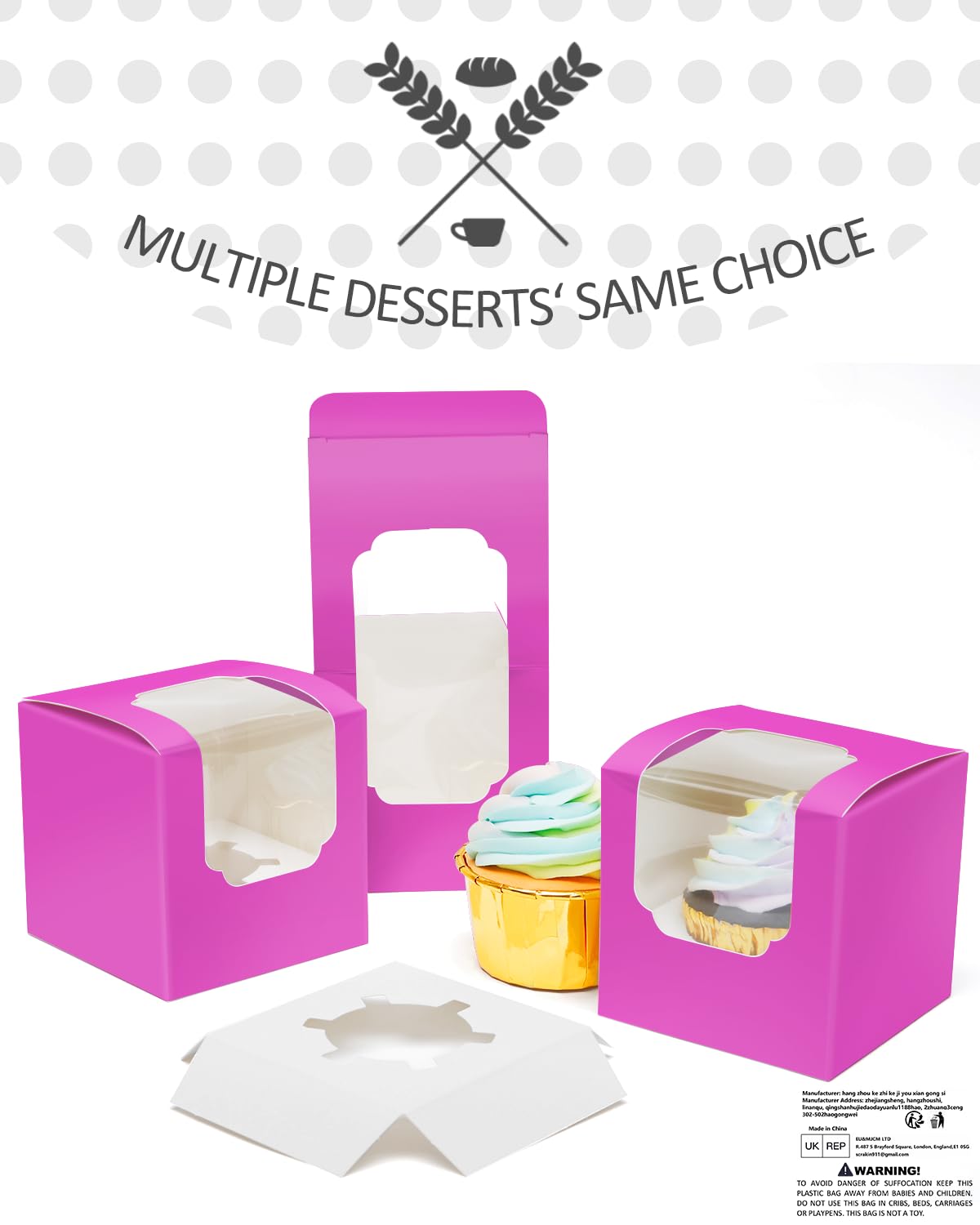 Gcardist Roland Cupcake Boxes Individual Cupcake Container 15Pcs 8.9x8.9x8.9cm Auto-Pop up Single Cupcake Boxes (15 Boxes+15 Inserts,3.5"x 3.5"x 3.5") - Image 4