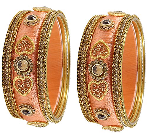 Image of NMII Get your traditions Valentine Gift for Girls & Women Silk Thread Bangle Set With Zircon For Womne & Girls