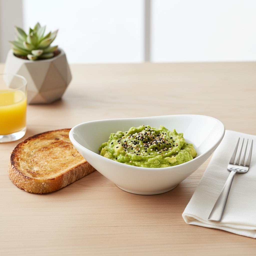 Tuxton China GLP-401 Mini Capistrano Bowl, 8 oz., 6-3/8" x 5" x 2-1/8" H, Oval, Microwave and Dishwasher Safe, Oven Proof, Fully Vitrified, TuxTrendz, Linx, Porcelain White, Pack of 12