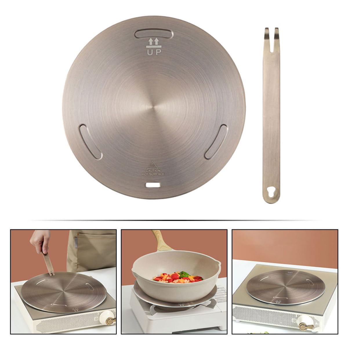 Difusor de Calor Redondo de 28 CM en Acero Inoxidable para Cocina Inducción y Gas, Placa Guía Térmica para Ollas y Uso en Vitrocerámica