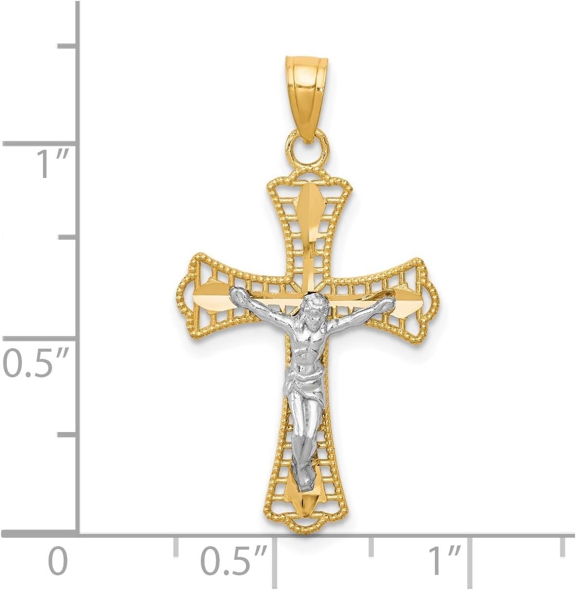 10k Real Gold Two-Tone Crucifix Cross Pendant for Men and Women – Detailed Faith Jewelry Christian Gold Necklace with Rhodium Trim Spiritual Religious Symbol Fine Craftsmanship Catholic Accessory - Image 3