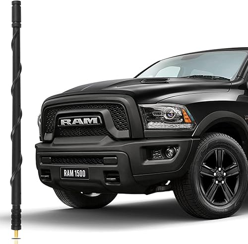 KSaAuto Accesorios de antena para Dodge Ram 1500-3500 (2009-2024), antena de camión en espiral de 13 pulgadas, negro, recepción FMAM, KR-1