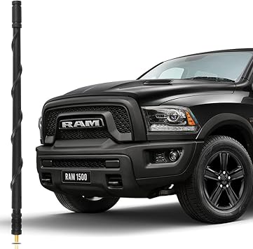 KSaAuto Antenna Accessories for Dodge Ram 1500-3500 2009-2024, 13 Inch Spiral Truck Antenna, Black, FM/AM Reception, KR-1