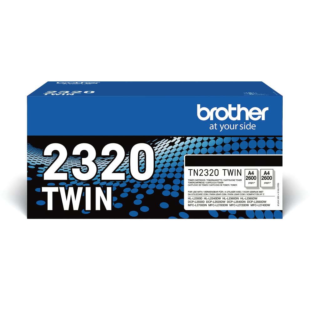 Brother TN2320TWIN Bundle di 2 Toner, Colore Nero, fino a circa 5200 Pagine Incluse, per Stampanti MFCL2700DW/MFCL2700DN/MFCL2720DW/ MFCL2740DW/DCPL2500D/HLL2300D/HLL2340DW/HLL2365DW/HLL2370DN