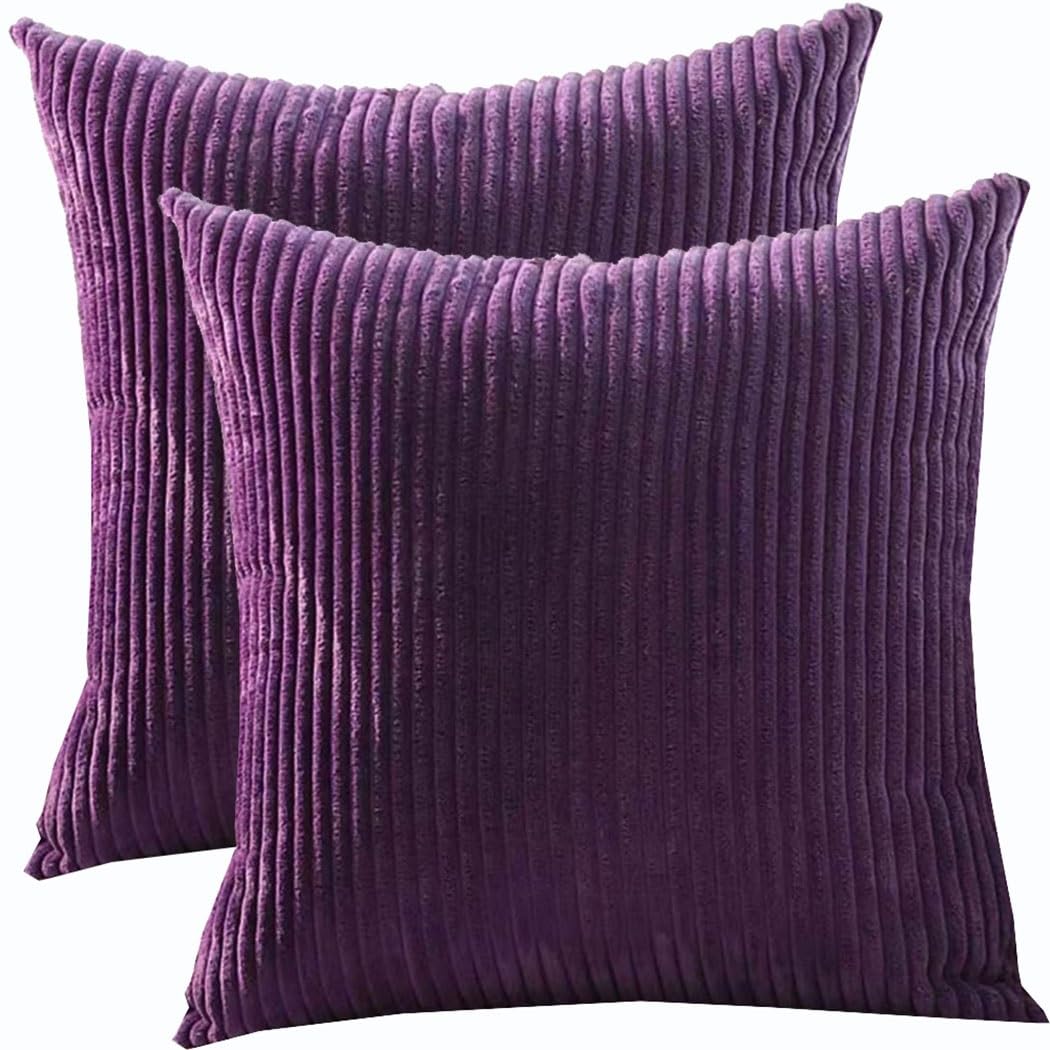 SWJ-swjssb Super King Size Pillow Cases 80x80 70x70 Cm, Set Of 2 Square Extra Large Cushion Covers,Soft Pillow Covers With Invisible Zipper Decorative Pillowcases For Sofa Couch(Aubergine,50x50 cm)