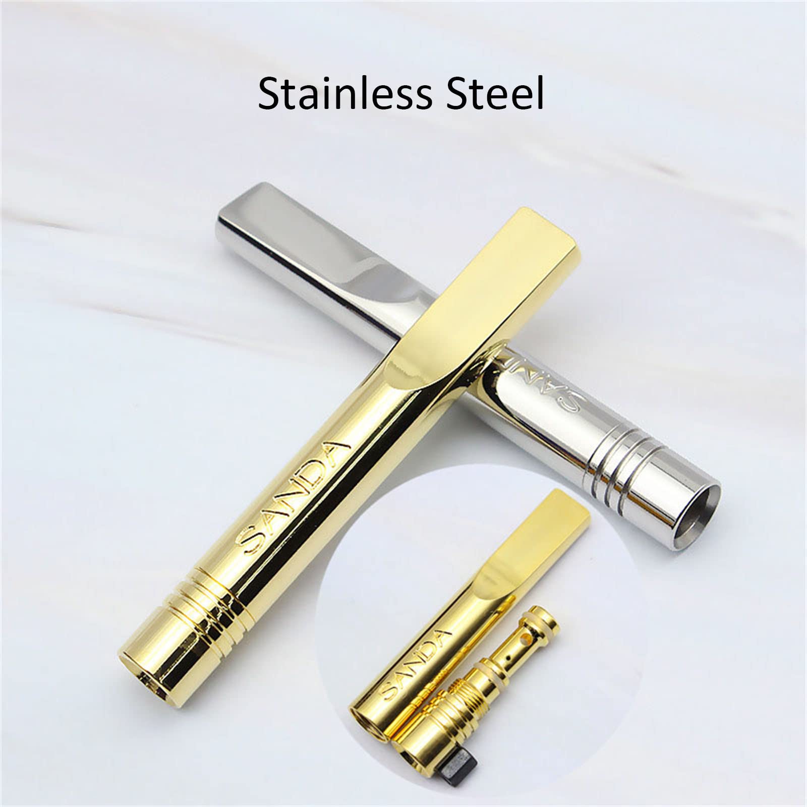 Bocchino in Acciaio Inox Lavabile Doppio Filtro Bocchino da Donna per Sigarette Super Slim Oro Argento