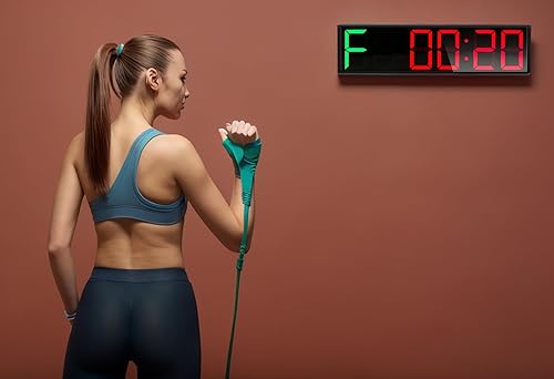 Miniatura 9 de Reloj temporizador de gimnasio en casa extra grande de 26 pulgadas, temporizador de intervalo de entrenamiento programable, reloj de pared digital,