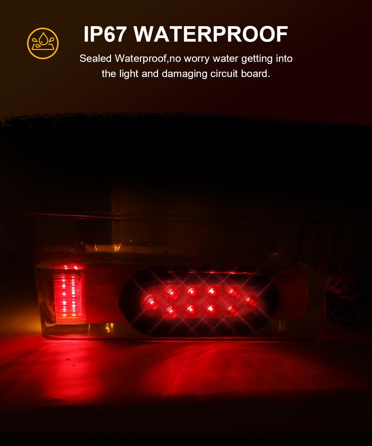 2PCS Boat Trailer Guide Pole Lights, LED Post Pipe Light Set with Turn Signal, Brake Reverse Lights, IP67 Waterproof for 2-3/8" PVC Pipe, 12V Marine Trailer Lighting DOT Approved