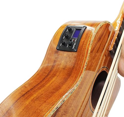 Miniatura 2 de Jiayouy 1 Unidades 3-Band EQ Piezo Pickup Ukelele Preamp Amplificador Ecualizador Sistema de sintonizador con pantalla LCD y control de volumen