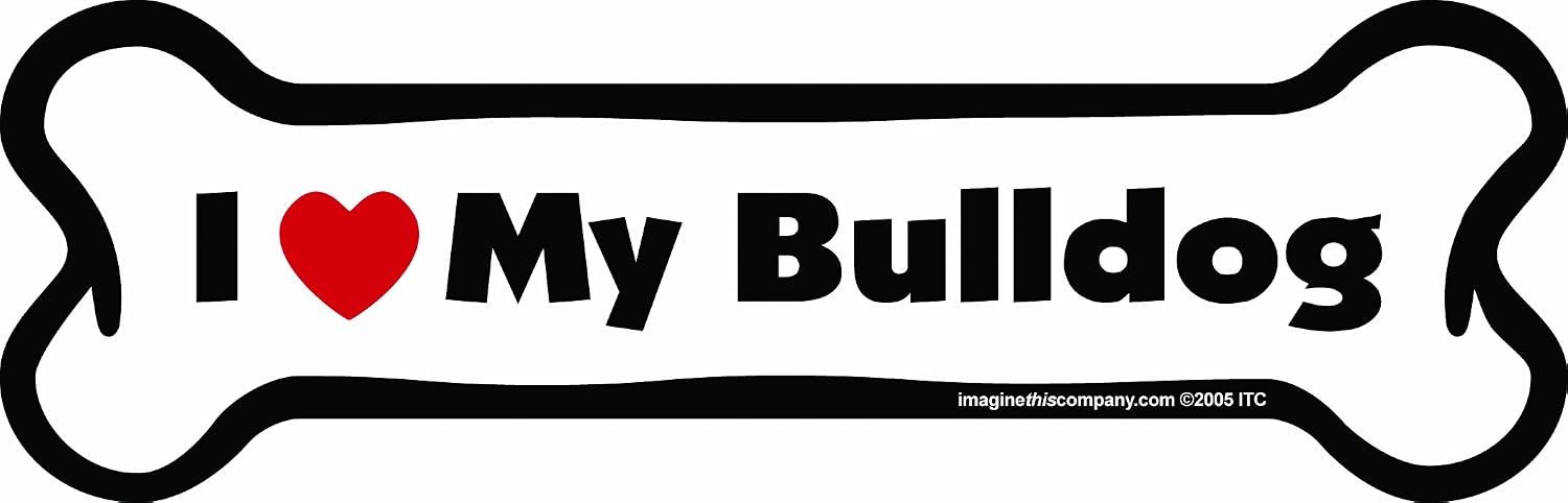 Imagine This Bone Car Magnet, I Love My Bulldog, 2-Inch by 7-Inch