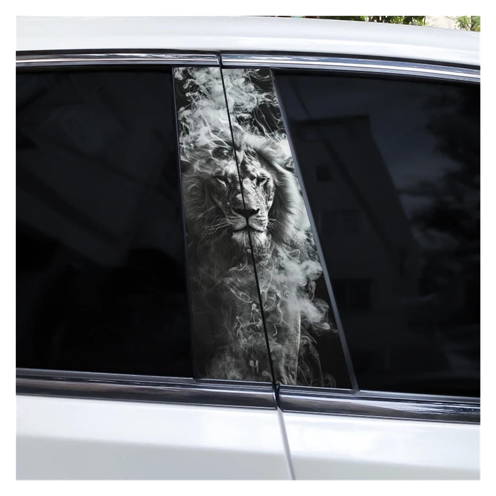 Car Side Decals 2pcs Lion Tiger Flame Animal Car Center Pillar Stickers Sunscreen and Waterproof B-Pillar Decal(Style D)