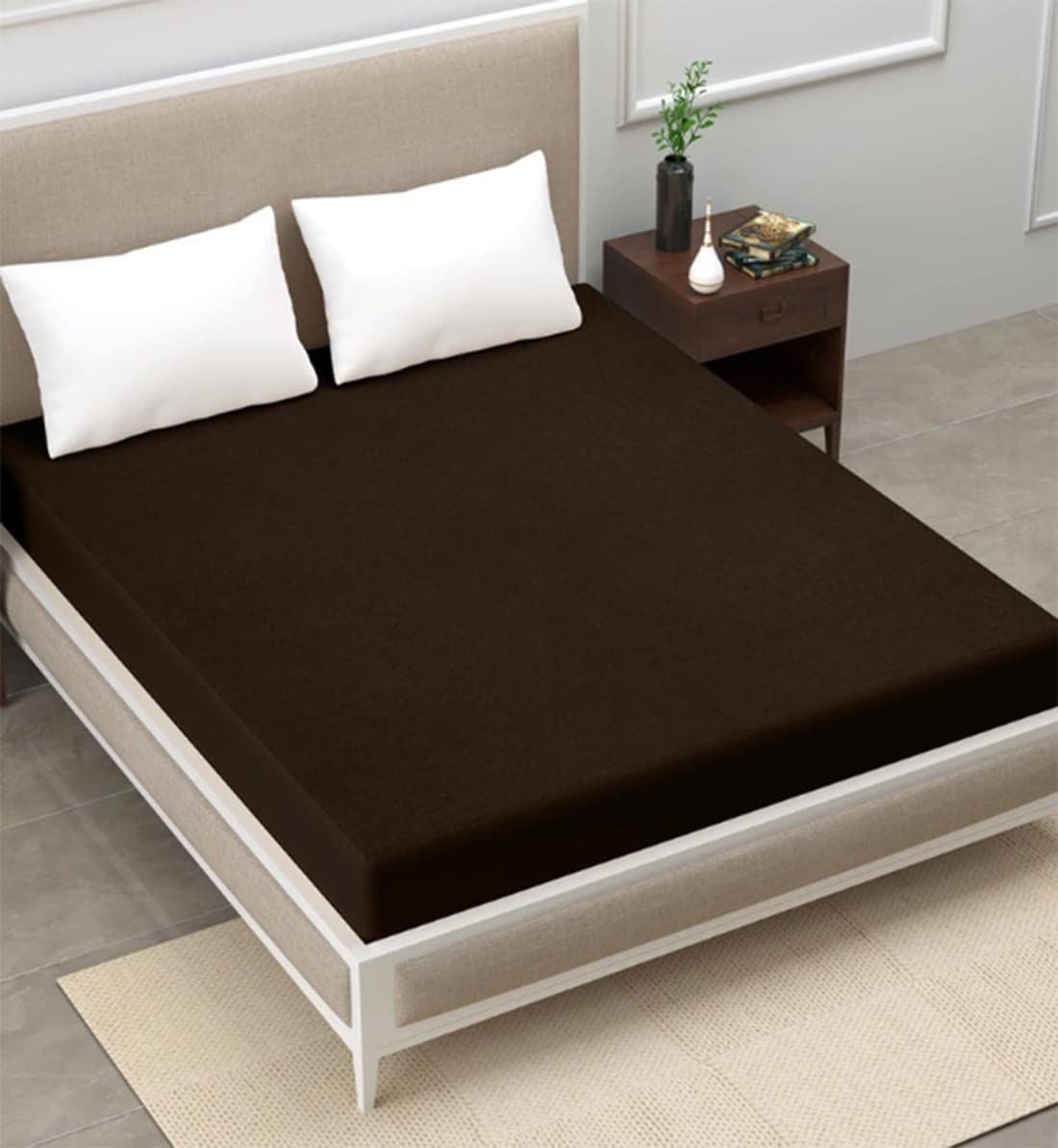 Nav Waterproof Mattress Protector Standard Size Bed 48x75 inch Terry Cotton Brown-image-27