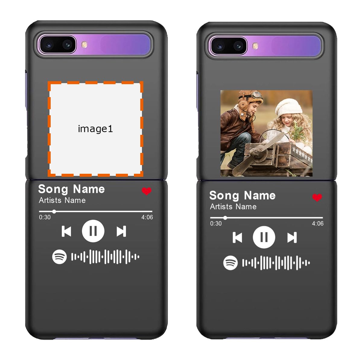 Klsify Custom Personalized Spotify Code Photo Case for Samsung Galaxy Z Flip Customized Picture Image Music Player Song Plaque Hard Cover Shell