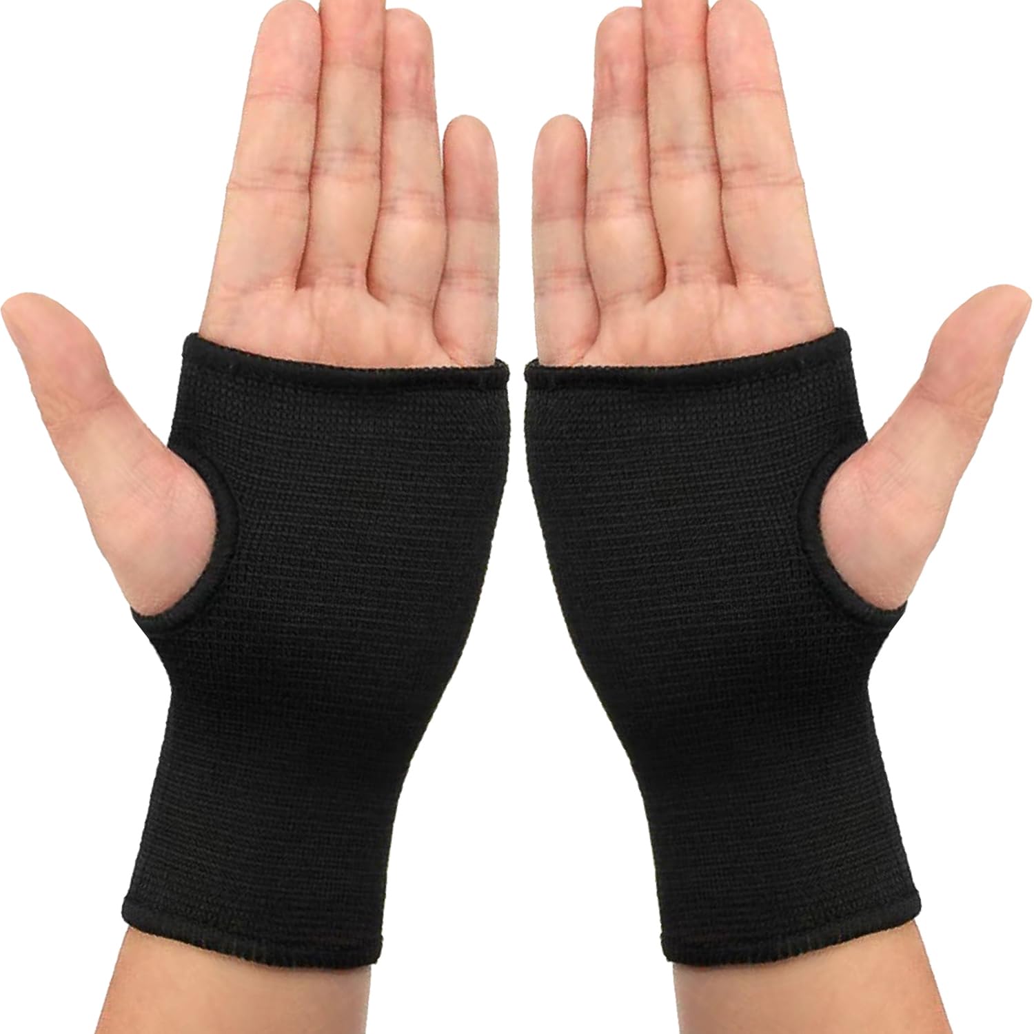 Palm Brace Wrist Support Sleeves (1 Pair), Everyday Use Wrist Brace, Compression Carpal Tunnel for Wrist Pain Relief, Fitness Gloves, Sports Glove, Wrist Brace for Men and Women (M, Black)
