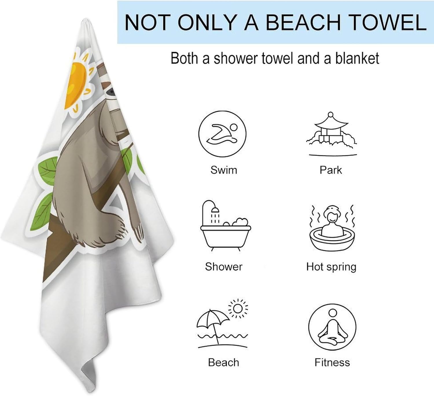Swimming Towel, Sleeping on A Branch Printed Fashion Towel,Portable Towel,Durable Towel