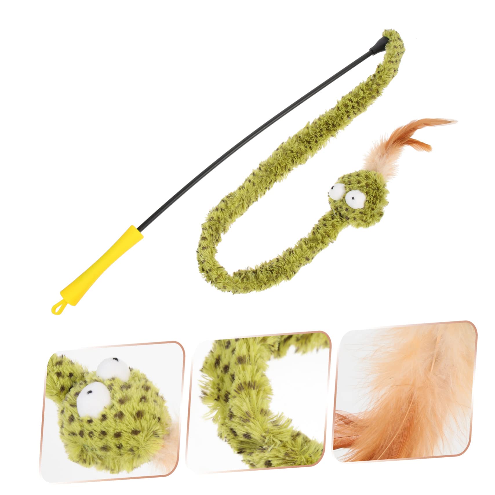 FRCOLOR 3stücke Interaktiver Katzenspielzeug-stab Mit Feder Snake Teasing Stick Für Indoor-Katzen Fördert Gesundheit Und Bewegung Leicht Und Tragbar Für Beschäftigung Von Haustieren
