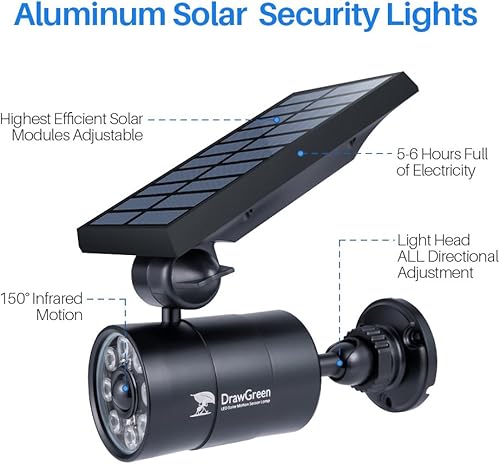 Miniatura 2 de Solar Motion Lights Outdoor Aluminum 1400-Lumens 9W LED(130W Equi.), No Power Required Solar Flood Security Spot Lights for Wall Mount Driveway