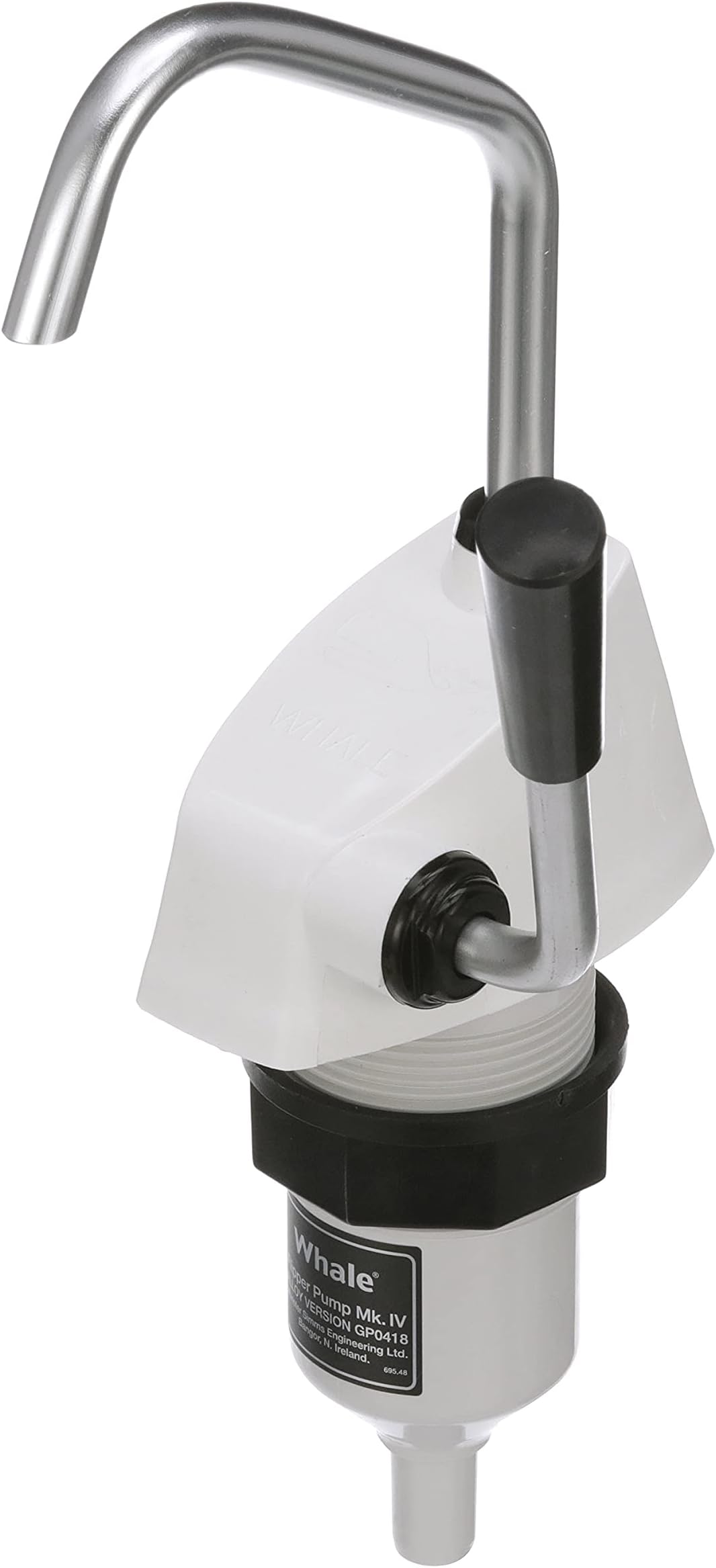 Whale GP0418 Flipper Pump Mk 4 Hand-Operated Galley Water Pump, 1/2-Inch Flexible Hose Connection, 1.85 GPM Max Flow Rate, Suitable for Fresh or Saltwater