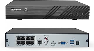 GWSECU 4K 8 Channel PoE NVR, 3MP/4MP/5MP/6MP/8MP H.265 Network Video Recorder, Supports up to 8X 8MP/4K IP Cameras, 1 SATA Ports Up to 10TB, Free Remote Access, No Hard Disk Drive, GW-NVR8P