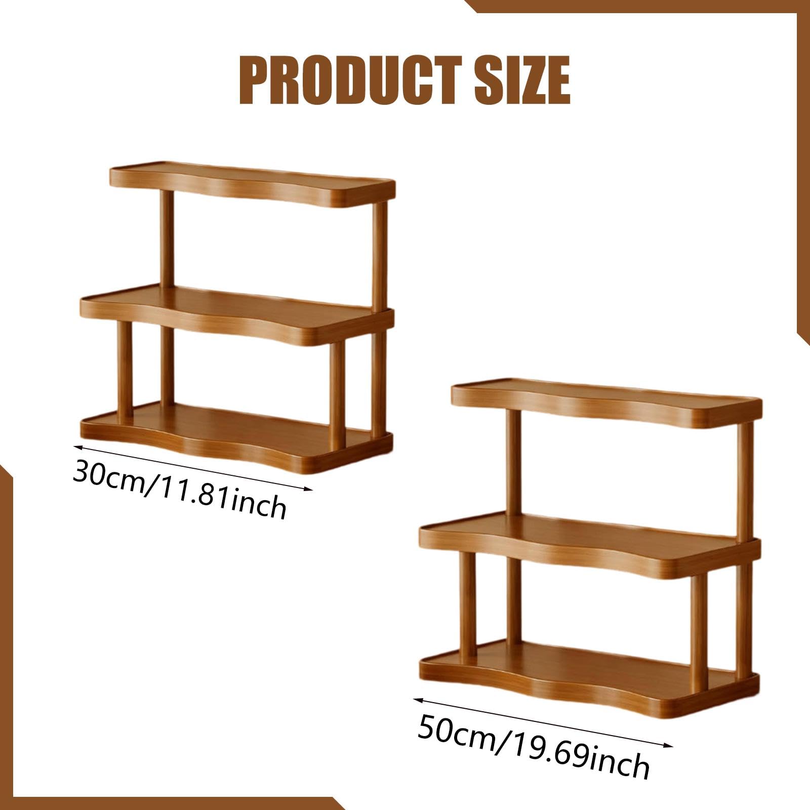 Soporte de Exhibición de 3 Niveles, Estante Elevador de Madera para Colecciones de Perfumes, Organizador Seguro con Borde Elevado, Adecuado para Encim, 50cm