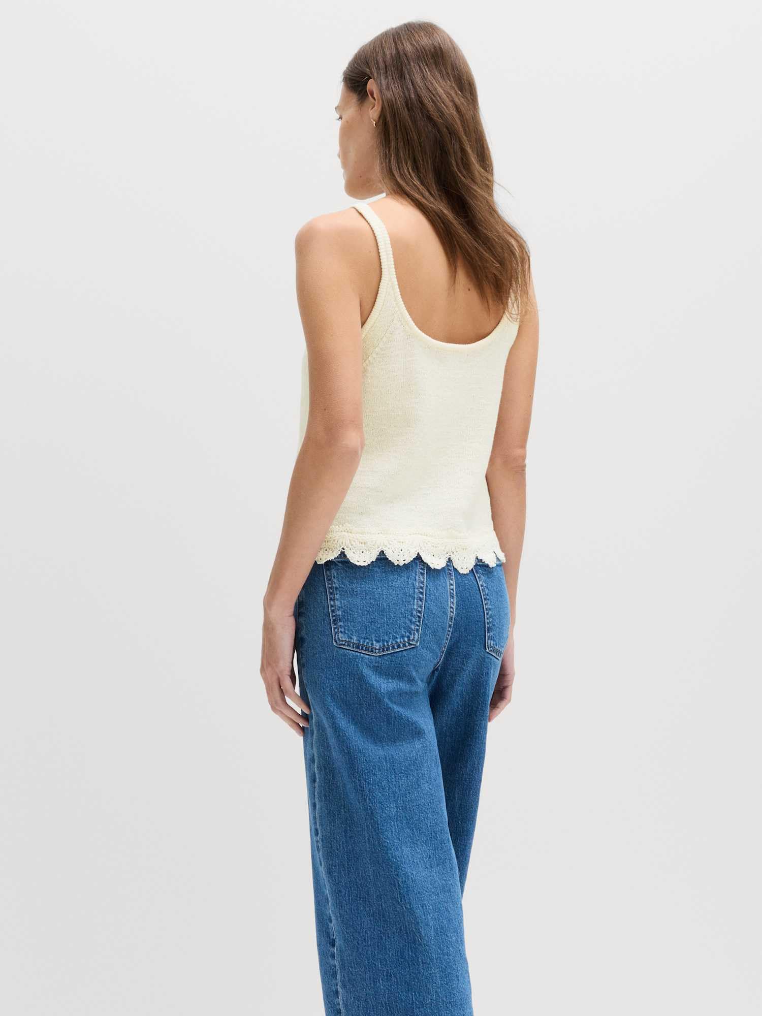 Marks & Spencer Donna Pizzo Dettaglio Misto Cotone Maglia Top – vestibilità Slim