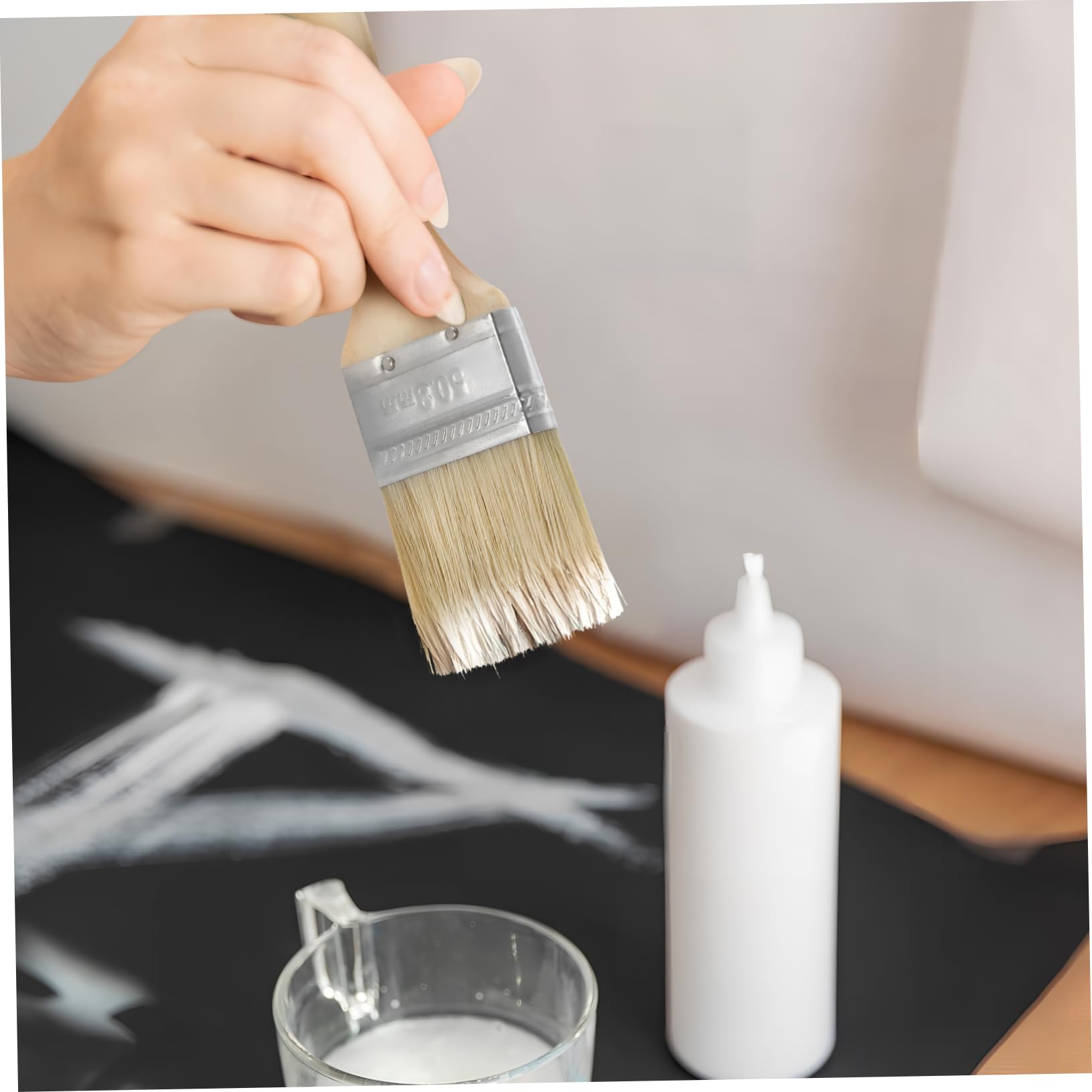 Pinceau à Peinture à Manche en Bois Épais Lot de 30 Beige