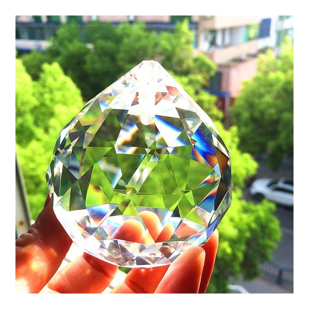 Kronleuchter Prismen aus Glaskristall, 2 Stück, Kronleuchter, Kugel, K9, Kristall, klar, facettiert, Kronleuchter, Kugeln, 80 mm, Glas, Fengshui Kugel, Kronleuchter, Teile Beleuchtung