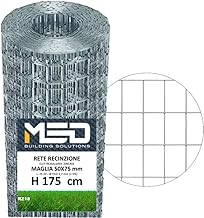 MED | Rete Elettrosaldata Zincata 50X75 mm in Rotolo da 25 mt H 175 cm per Recinzioni Metalliche da Giardino, Pollaio, Vigneto, Recinzione Rigida Resistente