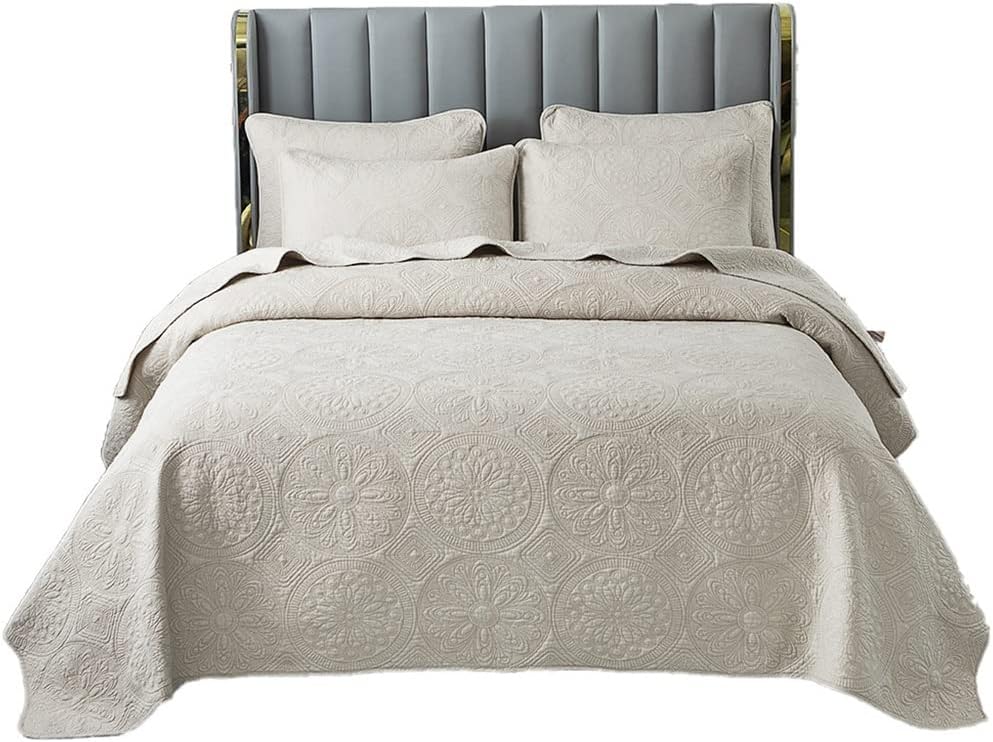 European-Style Bed Cover Three-Piece Quilted Quilt Air Conditioner Quilted Bedding Topper(230 * 250cm)