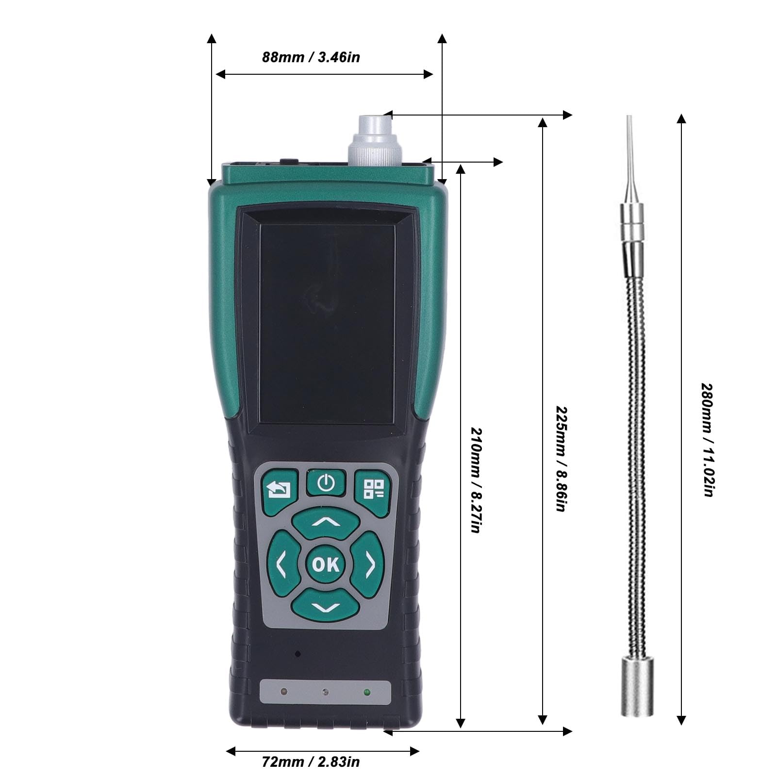 Détecteur de Gaz, écran Couleur TFT 3,5 Pouces, Testeur Portatif Précis pour Usage Industriel, Capteur de Gaz Portable avec connectivité USB