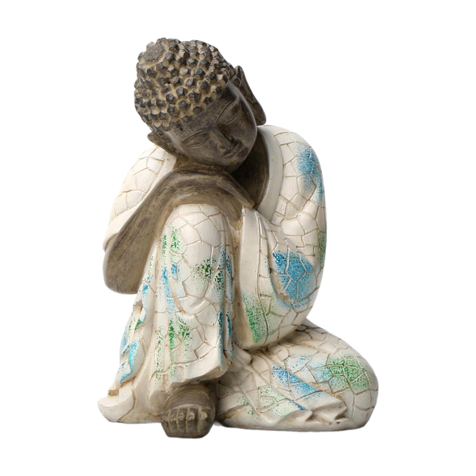 TWISAXC Buddha Statue Decorative Small Figurine Office Feng Shui Decor Resin Sculpture For Garden Patio Balcony Shelf Desk Cabinet Buddha Statue Collectible Home Feng Shui Decor