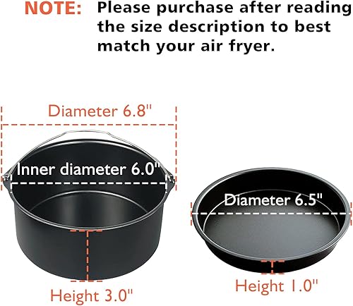 Miniatura 2 de Juego de 2 piezas de accesorios universales, sartén para pizza y barril de pastel, antiadherente, se adapta a la mayoría de freidoras y hornos de