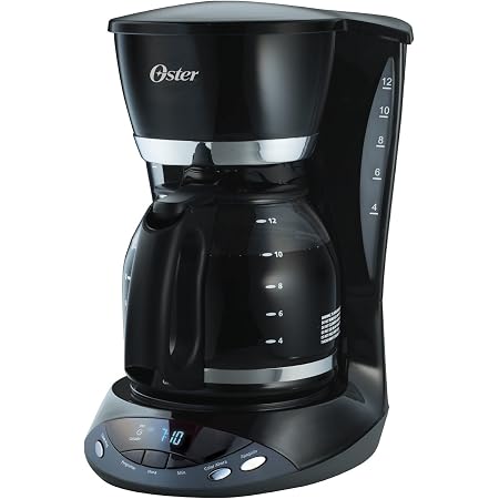 Cafetera programable Oster® negra de 12 tazas con apagado automático de dos  horas : Amazon.com.mx: Hogar y Cocina