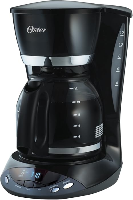 Cafetera programable Oster® negra de 12 tazas con apagado automático de dos  horas : Amazon.com.mx: Hogar y Cocina