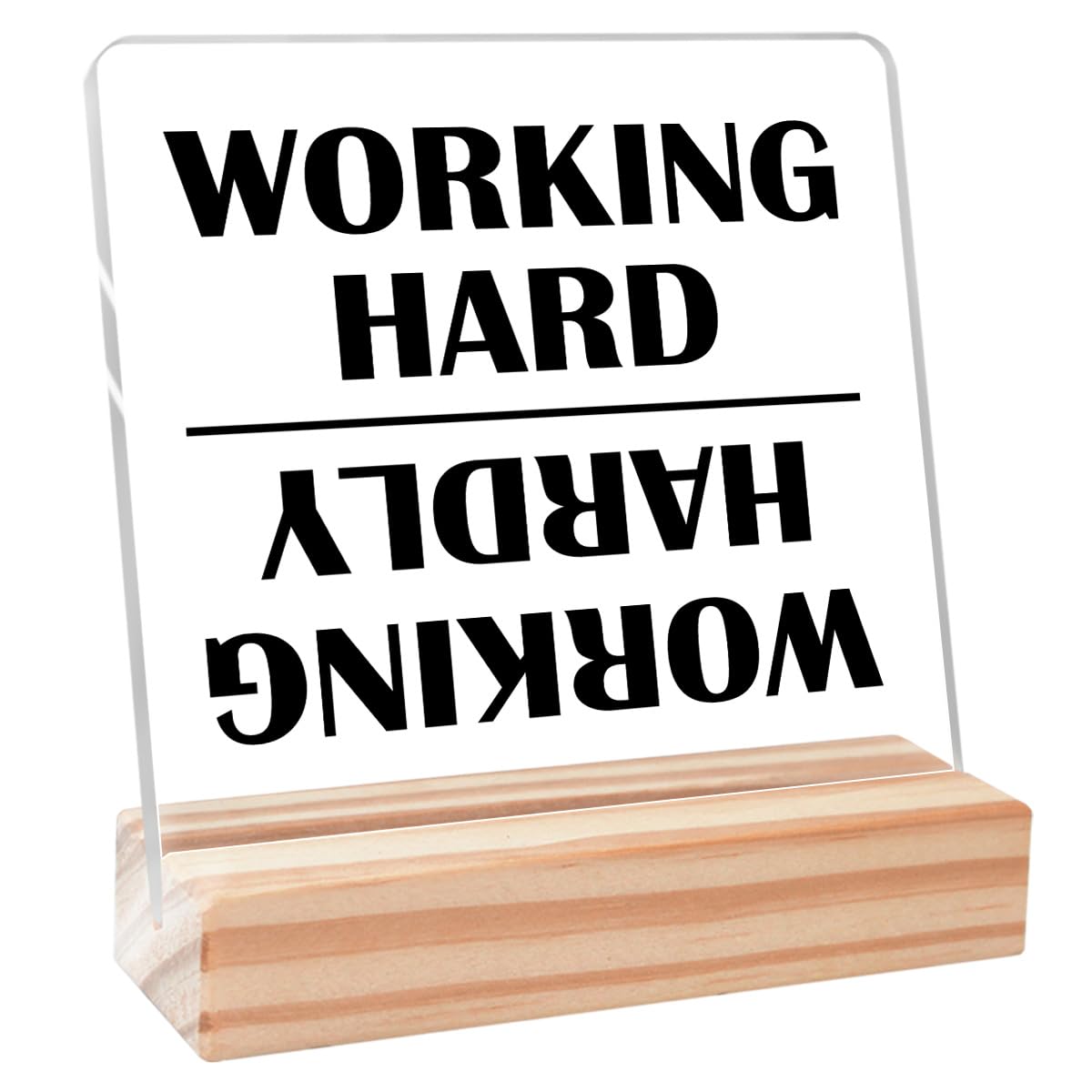 Acrylic Funny Office Signs,Motivational Office Gifts for Women Men,Humor Office Cubicle Gifts for Boss Coworker Employee,Working Hard Hardly Working Office Sign Acrylic Plaque Desk Decor