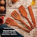 Wooden Spatula for Cooking, Teak Spatulas for Kitchen Use - Wooden Cooking Utensils Set of 4 including Paddle, Turner, Slotted Spurtle and Wood Scraper. Nonstick cookware. - Image 5