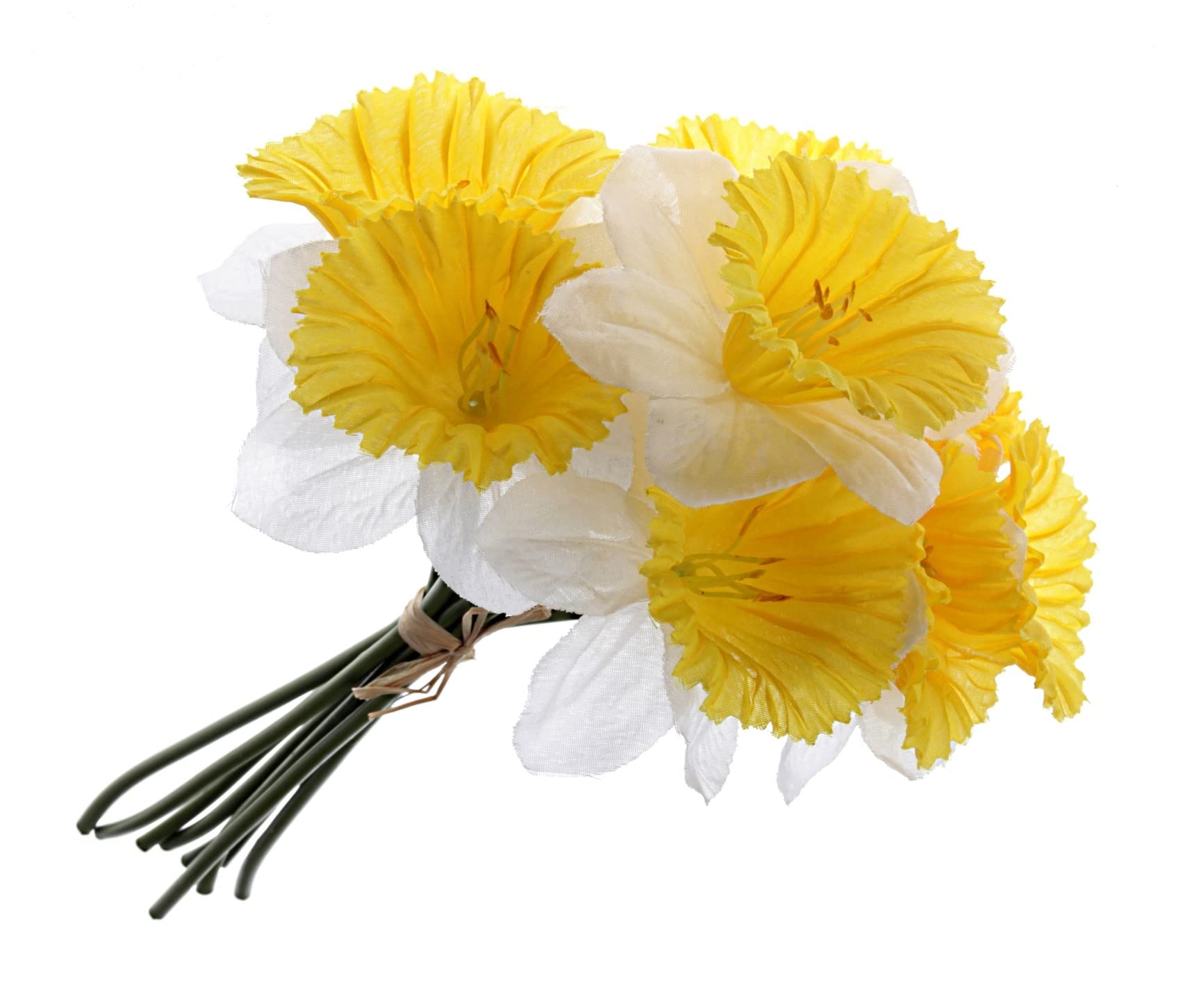 Corsage Creations White/Yellow - Daffodil Bunch - (9 Heads, 33Cm Long)