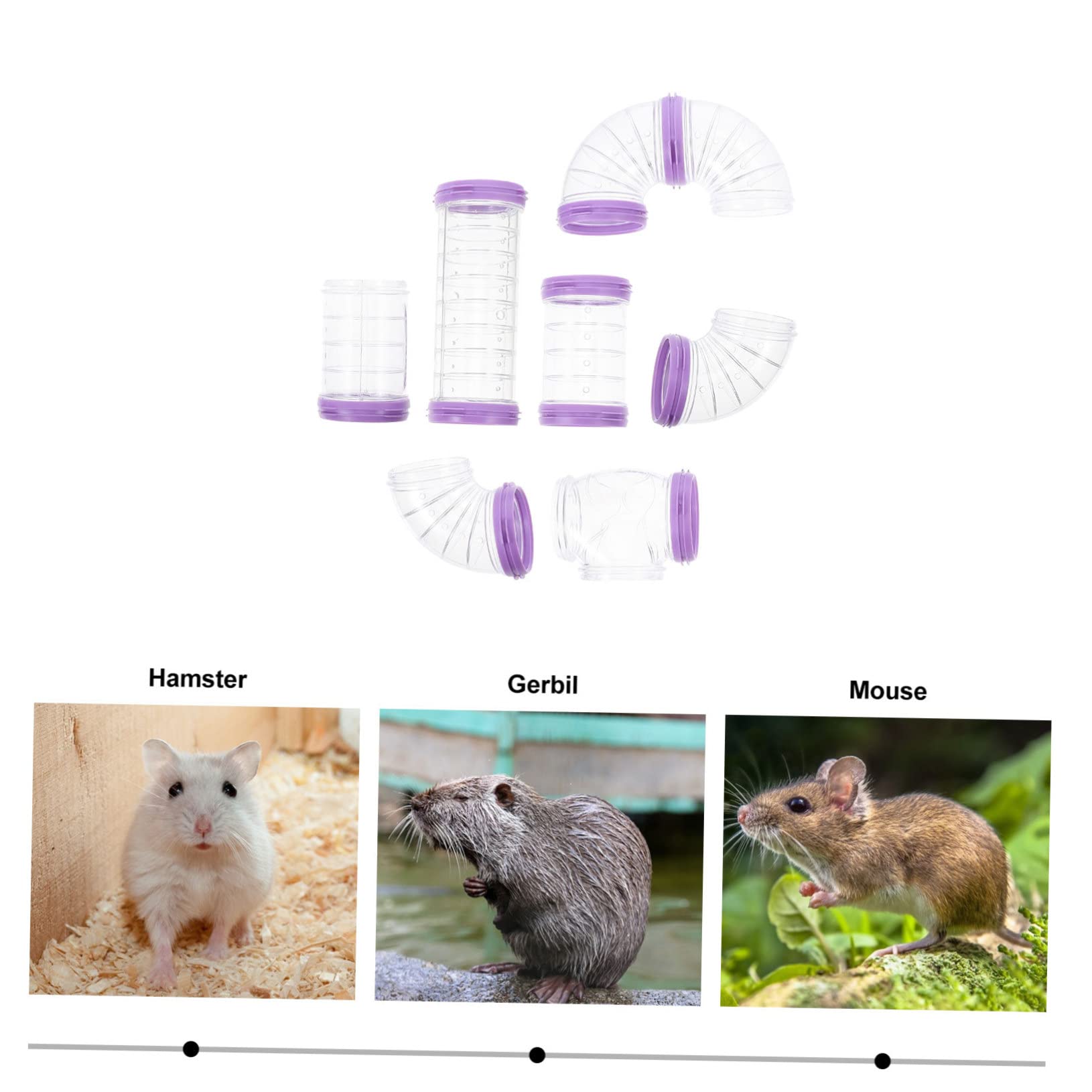 VICASKY 3 Sätze Hamster Tunnel Teilig Röhrensystem Robustes DIY Labyrinth für Zwerghamster Mäuse Gerbils Einfach zu Reinigen Verbindbar Geeignet für Kleintierkäfig Zubehör
