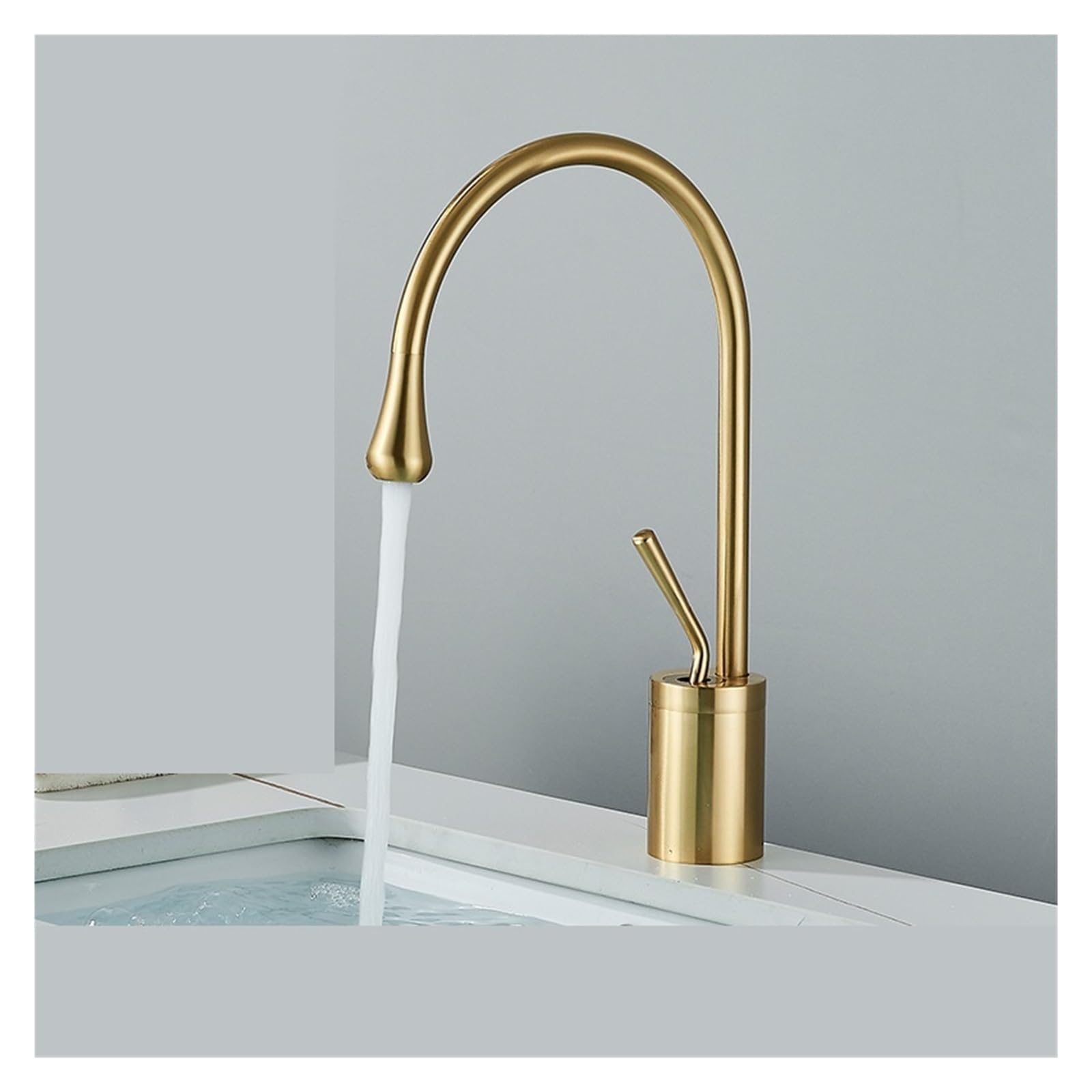 Robinet de lavabo de salle de bains noir mat avec mitigeur eau chaude et froide et bec pivotant 360°