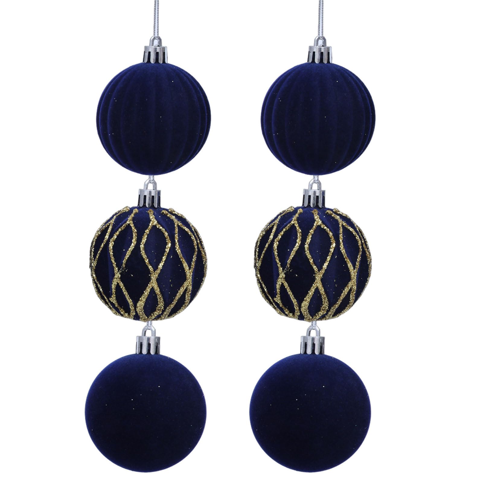 Oxxggkao 6PCS / Pack Stylish Flocking Christmas Tree Ornaments Sturdy and Safe Holiday Tree Decor for Seasonal Celebrations Soft Flocking Ornament